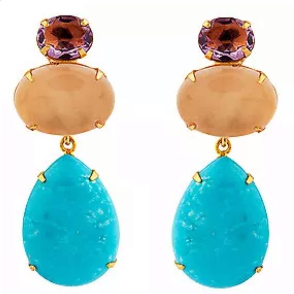 Rose Quartz, Amethyst & Turquoise Earrings